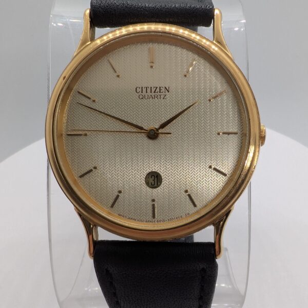 Citizen 6010-S05626 Quartz Dress Watch Gold Tone Date Vintage